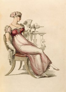 Abendkleid oder Ballkleid, Modeplatte aus Ackermanns Repository of Arts von English School