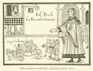 Böse Taten des Reverend Edward Finch, 1641 von English School