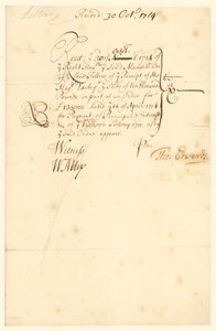 Quittung für die Lotterie von 1711 von English School