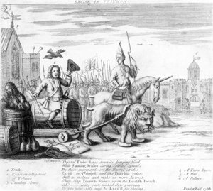 Triumph der Verbrauchssteuer, 1733 von English School