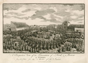 Hinrichtung von Lord Ferrers in Tyburn, 5. Mai 1760, wegen Mordes an seinem Verwalter von English School
