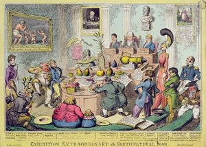Außergewöhnliche Ausstellung im Gartenbauzimmer, geätzt von George Cruikshank (1792-1878), veröffentlicht von G. Humphrey, 1826 (farbige Radierung) von English School