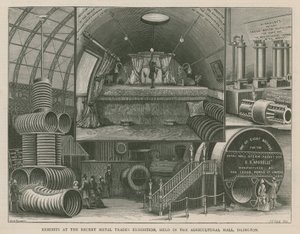 Exponate auf der jüngsten Metallhandwerksausstellung in der Agricultural Hall, Islington von English School