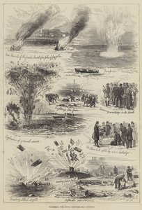 Experimente mit Baumwollpulver in der Nähe von Faversham (Stich) von English School