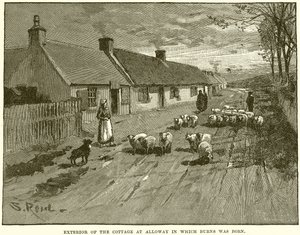 Außenansicht des Cottage in Alloway, in dem Burns geboren wurde von English School