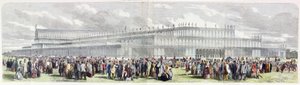Außenansicht des Kristallpalastes, errichtet im Hyde Park für die Ausstellung der Industrie aller Nationen (kolorierte Gravur)