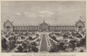 Fassade des Pariser Internationalen Ausstellungsgebäudes (Stich) von English School