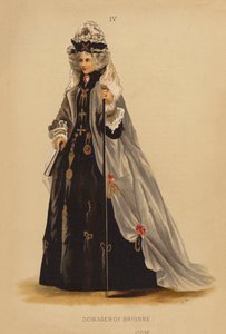 Kostüme: Witwe von Brionne (Farblithografie) von English School