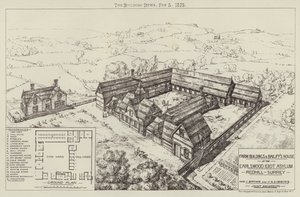 Bauerngebäude und Verwalterhaus im Earlswood Idiot Asylum, Redhill, Surrey von English School