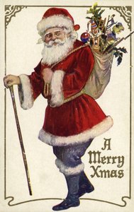 Weihnachtsmann mit einem Sack voller Spielzeug von English School