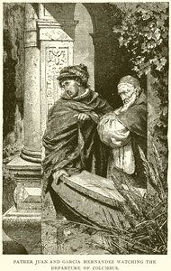 Pater Juan und Garcia Hernandez beobachten die Abfahrt von Kolumbus von English School