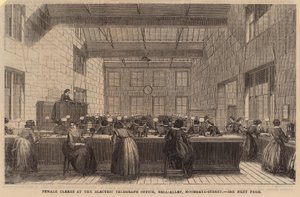 Weibliche Angestellte im elektrischen Telegraphenamt, Bell Alley, Moorgate Street von English School
