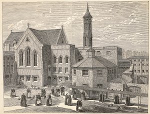 Weibliche Gefangene beim Training im Lüftungshof des Brixton-Gefängnisses, Illustration aus The Criminal Prisons of London and Scenes from Prison Life von Henry Mayhew und John Binny, veröffentlicht 1862