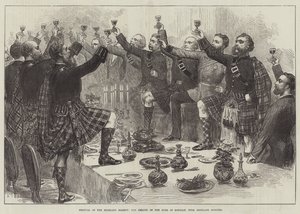 Fest des Highland Society, der Toast auf den Herzog von Rothsay, mit Highland-Ehren von English School