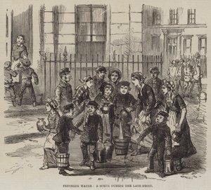 Wasser holen, eine Szene während des letzten Frosts (Gravur) von English School