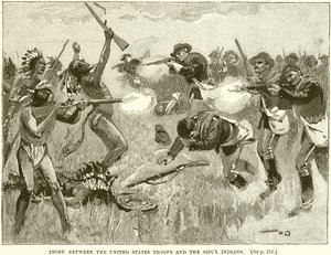 Kampf zwischen den US-Truppen und den Sioux-Indianern von English School