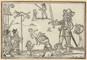 Figuren von Soldaten, die Schwerter gegen Kinder schwingen von English School