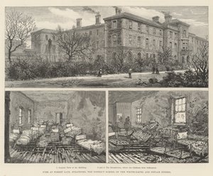 Brand in Forest Gate, Stratford, die Bezirksschule der Whitechapel und Poplar Unions von English School