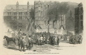 Feuer im Uhrturm der neuen Houses of Parliament von English School