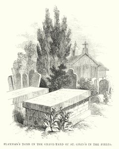 Flaxmans Grab im Friedhof von St. Giles in the Fields (Gravur) von English School
