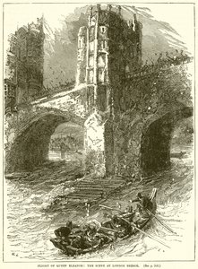 Flucht von Königin Eleonore: Die Szene an der London Bridge von English School