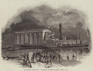 Schwimmendes Theater, "Tempel der Musen", New York (Stich) von English School
