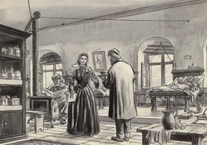 Florence Nightingale arbeitet im Krankenhaus in Scutari von English School
