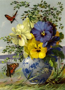 Blumen und Schmetterling von English School