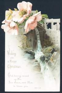 Blumen und Wasserfall, Weihnachtskarte von English School