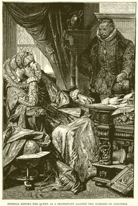 Fonseca vor der Königin als Protestant gegen die Pläne von Kolumbus von English School