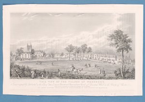 Fußballspiel auf dem Dorfplatz in Wrenbury, England von English School