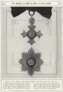 Für Frauen und Männer, ein neuer Orden, Insignien des Ordens des Britischen Empire, das Abzeichen und der Stern, erste Klasse von English School