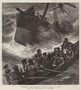 Untergang des Dampfschiffs La Plata in der Biskaya (Stich) von English School