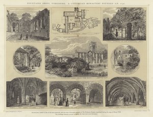 Fountains Abbey, Yorkshire, ein Zisterzienserkloster gegründet 1132 n. Chr. von English School