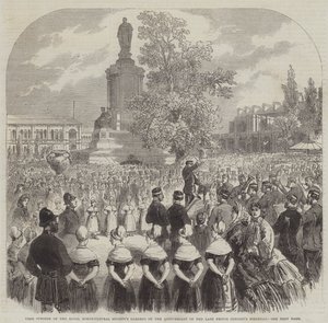 Freie Eröffnung der Gärten der Royal Horticultural Society am Jahrestag des Geburtstags des verstorbenen Prinzgemahls (Stich) von English School