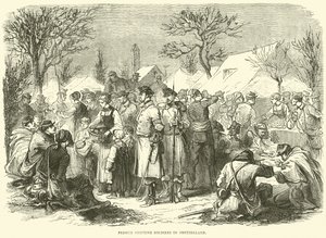 Französische flüchtige Soldaten in der Schweiz, November 1870 von English School