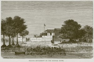Französische Siedlung am Senegal-Fluss, Illustration aus Illustrated Travels, ca. 1880 von English School