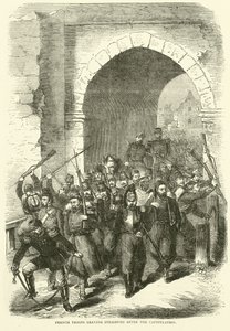 Französische Truppen verlassen Straßburg nach der Kapitulation, September 1870 von English School