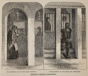 Freunde besuchen Gefangene, Illustration aus The Criminal Prisons of London and Scenes from Prison Life von Henry Mayhew und John Binny, veröffentlicht 1862 von English School