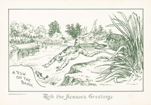 Frosch springt in den Fluss, Weihnachtskarte von English School