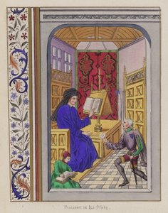 Froissart in seinem Arbeitszimmer (farbige Gravur) von English School