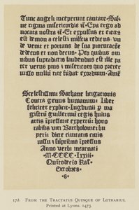 Aus dem Tractatus Quinque von Lotharius, gedruckt in Lyon von English School