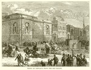 Front von Newgate von der Old Bailey von English School