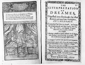 Frontispiz und Titelseite zu Die Deutung der Träume von Artemidorus, englische Ausgabe veröffentlicht 1644