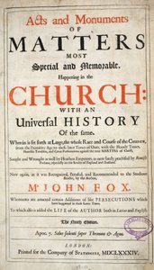 Frontispiz, aus Acts and Monuments von John Foxe, neunte Ausgabe, veröffentlicht 1684