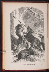 Frontispiz aus The British Wolf-Hunters. Eine Geschichte, etc., von Thomas Miller