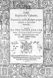 Frontispiz von The Shepheardes Calender von Esmond Spenser (1552-99), veröffentlicht 1586