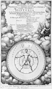 Frontispiz von Utriusque Cosmi Historia von Robert Fludd (1574-1637) Band I, veröffentlicht von Oppenheim 1617