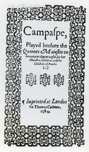 Frontispiz zu Campaspe von John Lyly, 1584 von English School