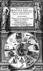 Frontispiz zu Robert Fludds Utriusque Cosmi Historia, Tractatus Secundus de Naturae Simia Sue Tecnica Macrocosmi, Frankfurt, 1624